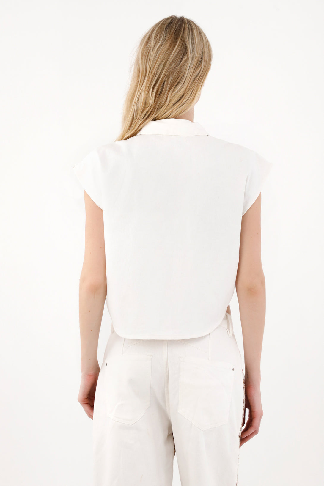 Women's Crème Layering Vest with Embroidered Overlay