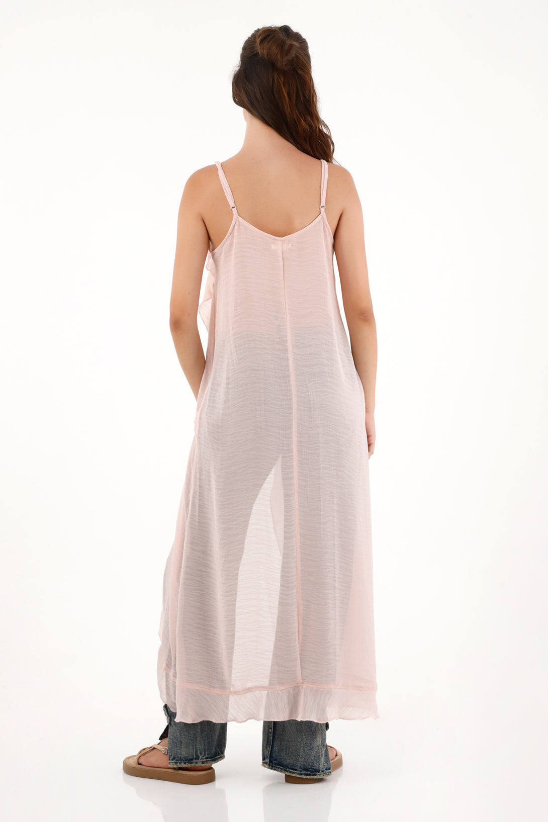 Kimono con boleros y transparencia rosado para mujer