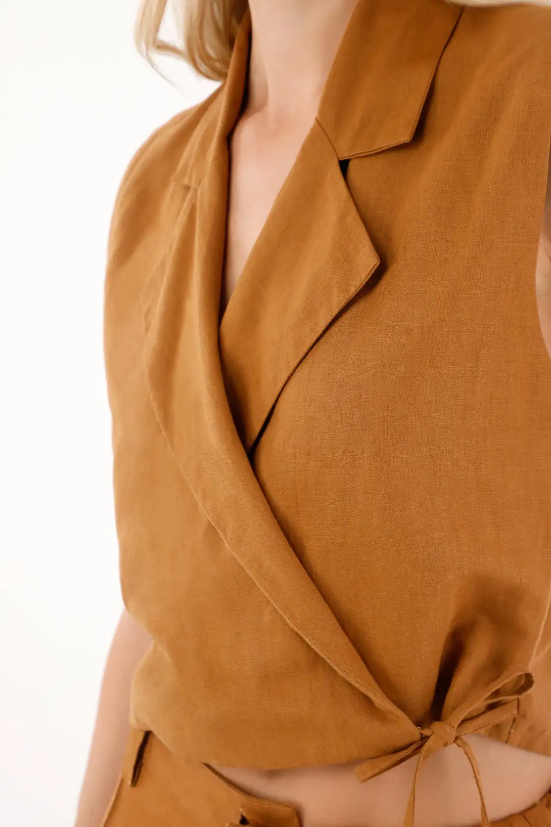 Brown Lapel Vest for Women