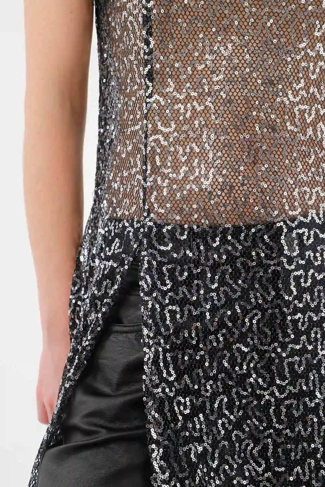 Cover up de lentejuelas negro para mujer