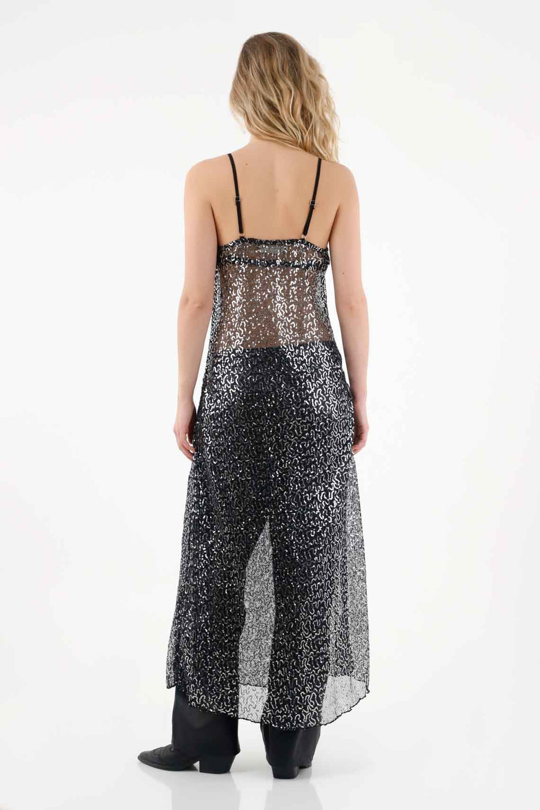 Cover up de lentejuelas negro para mujer