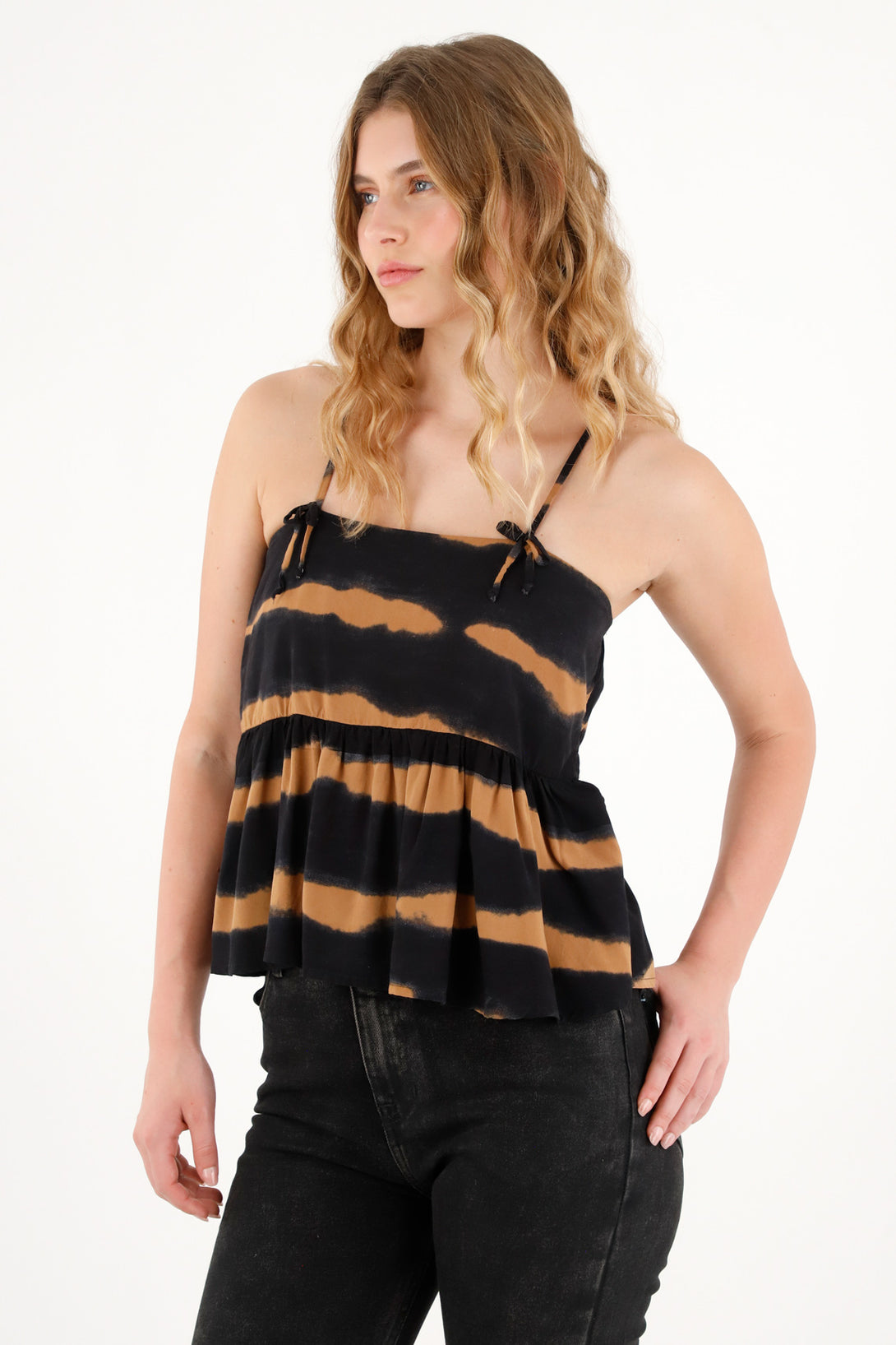 Camisa de tiras con estampado tie dye para mujer