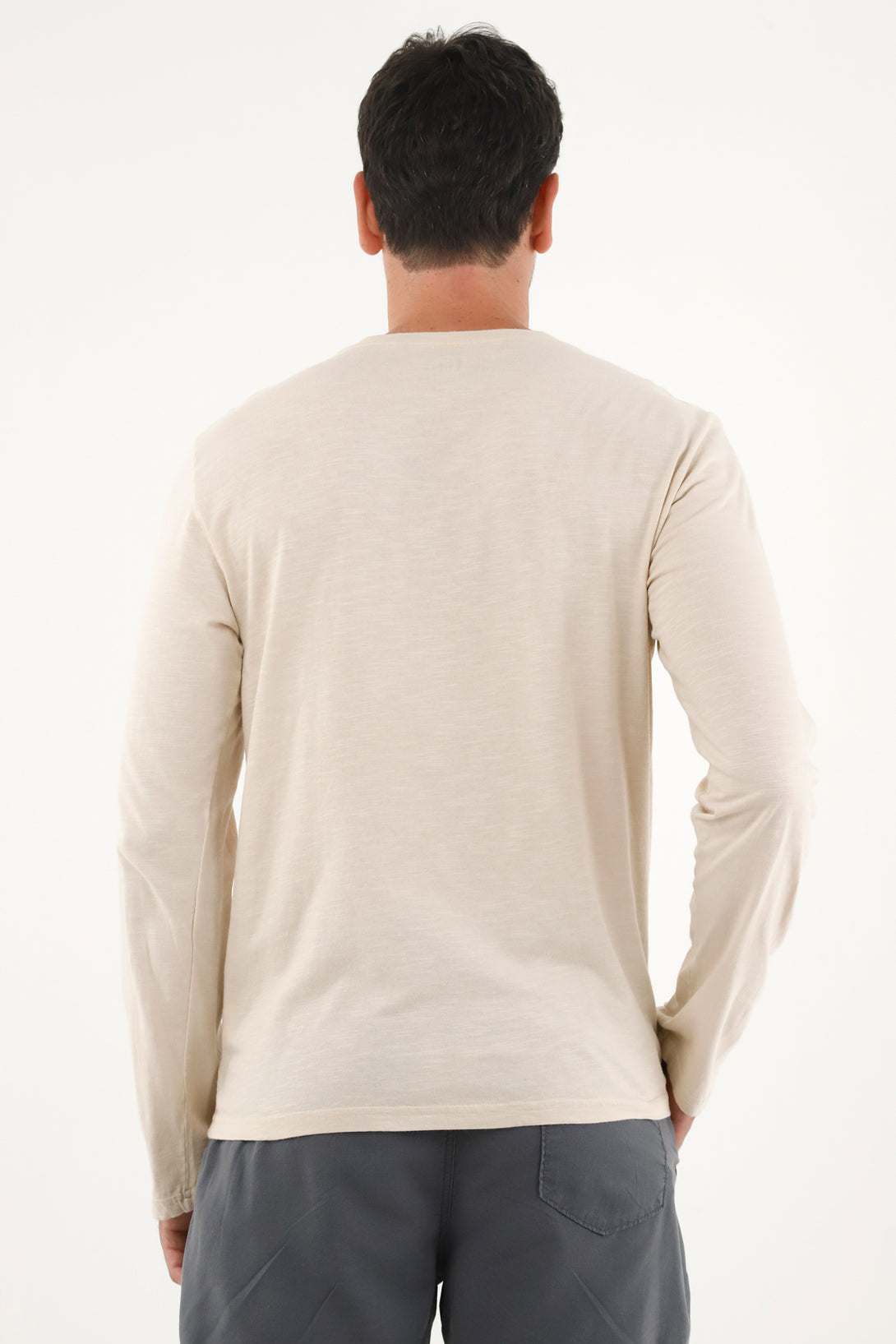 Men's Long-Sleeve Ecru T-Shirt