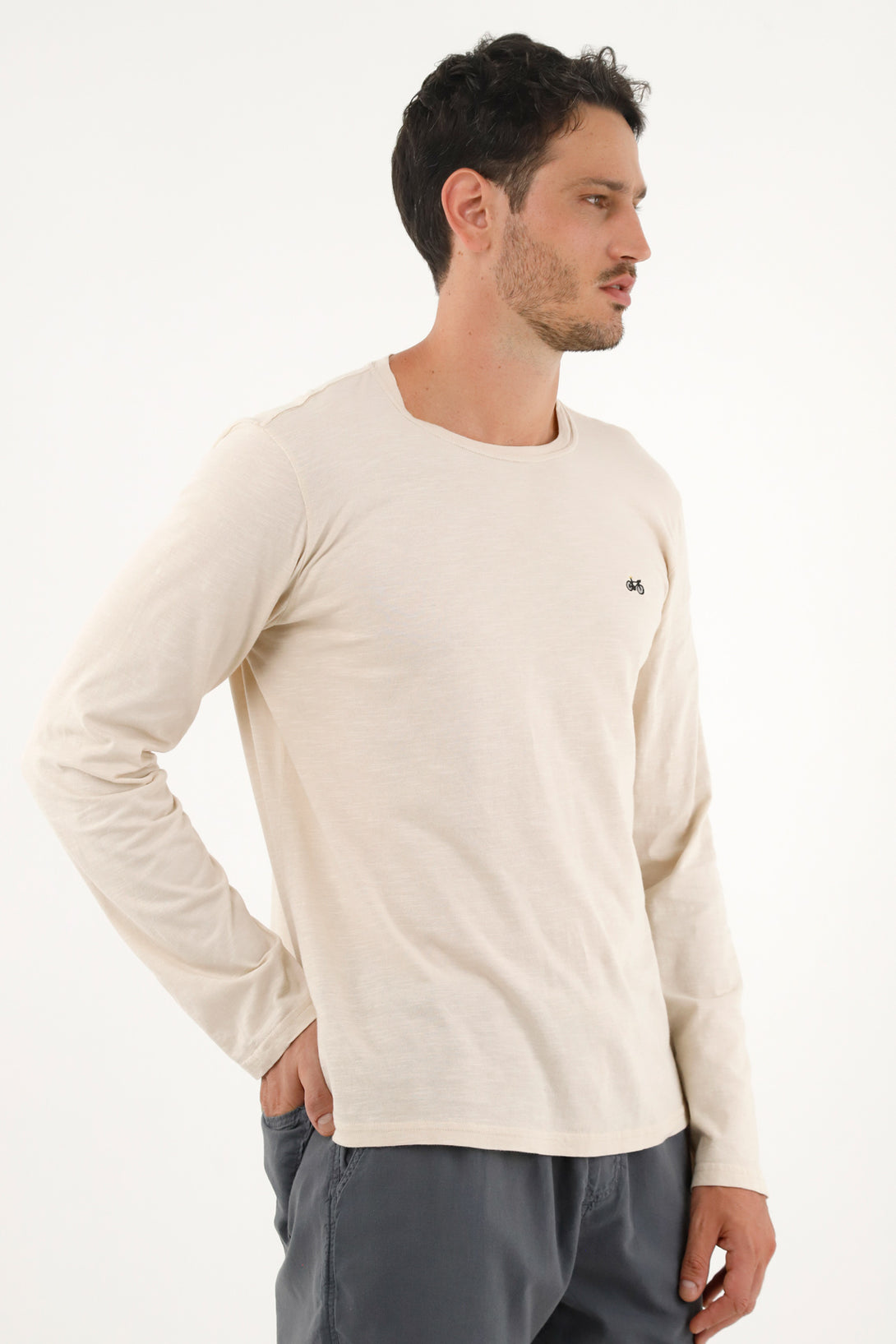 Men's Long-Sleeve Ecru T-Shirt