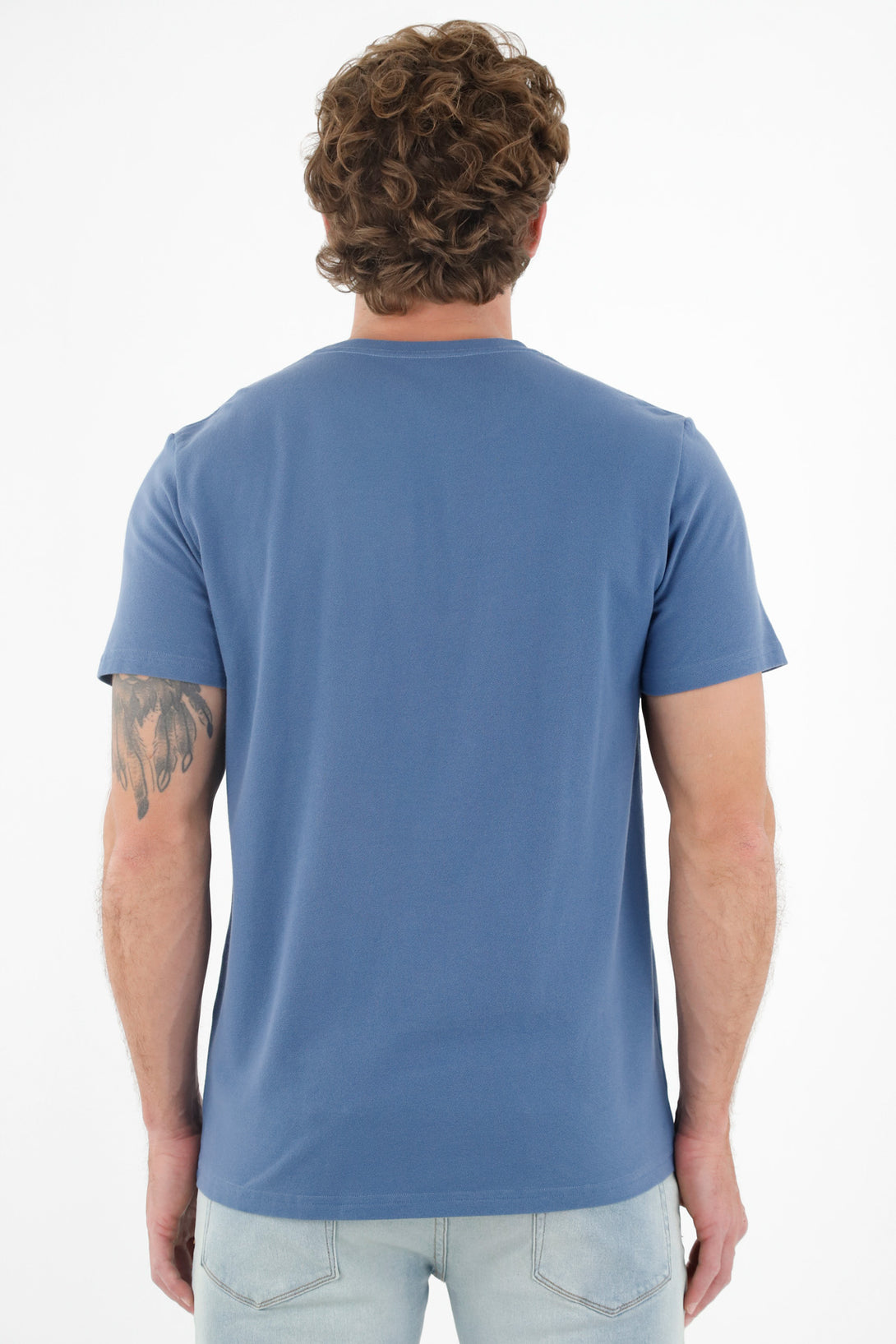 Men's Blue TNS Racket Embroidered T-Shirt