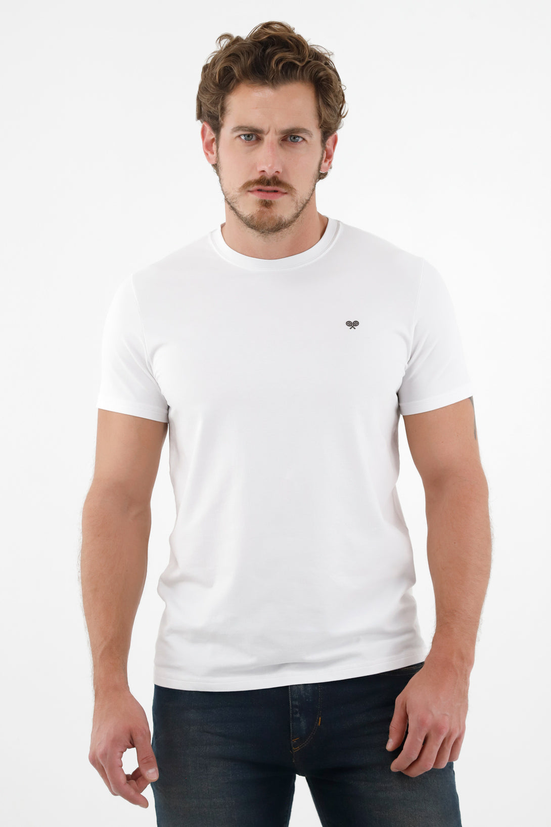 Men's White TNS Racket Printed T-Shirt