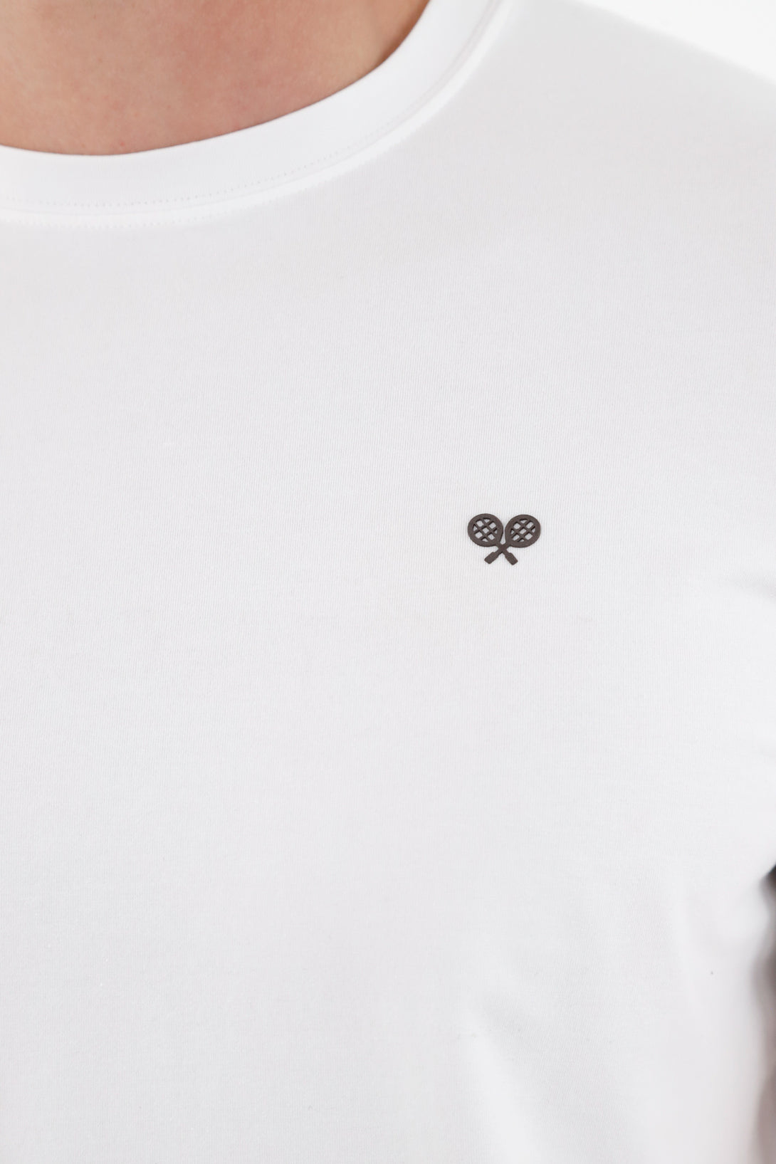 Men's White TNS Racket Printed T-Shirt