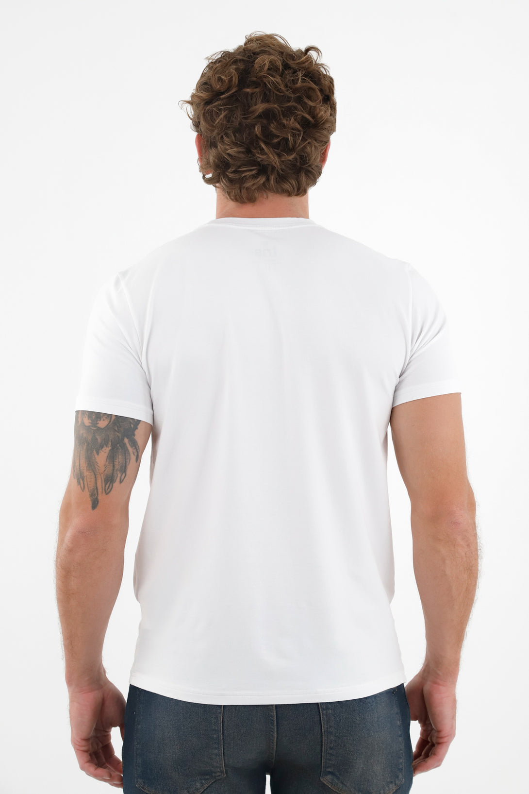Men's White TNS Racket Printed T-Shirt