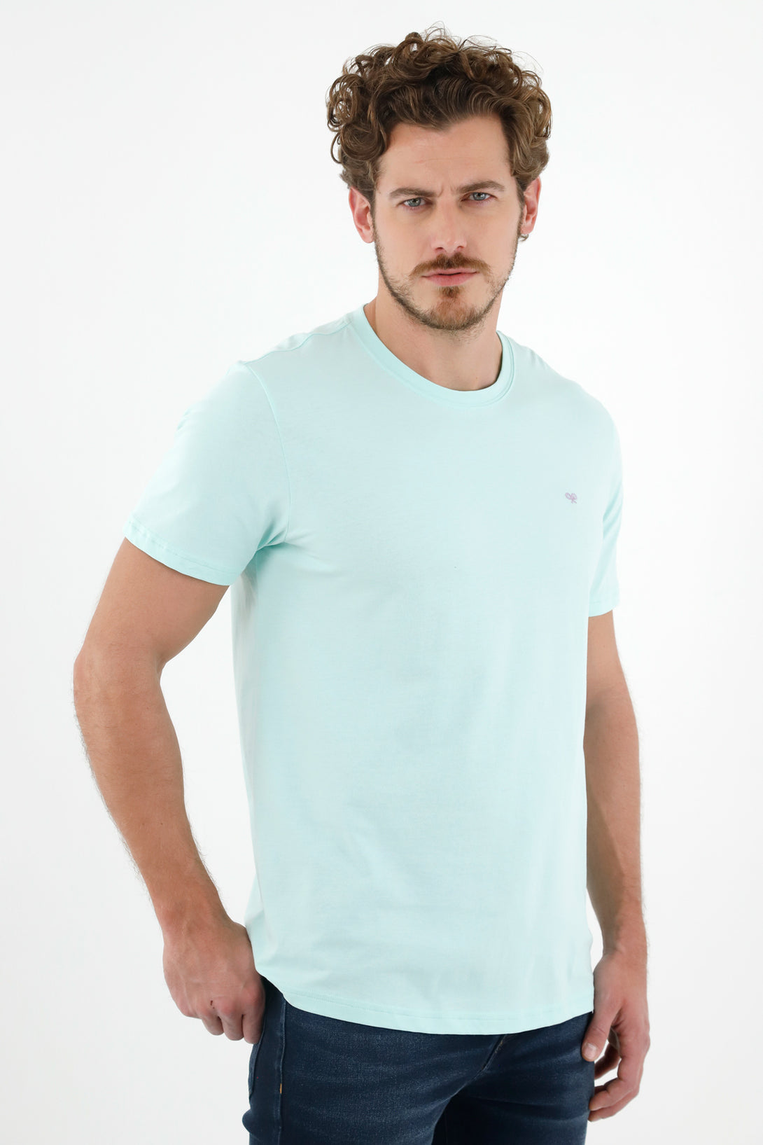 Camiseta verde manga corta para hombre