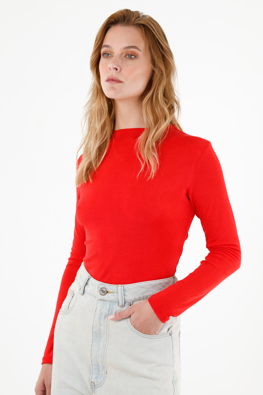 Women's Red Long Sleeve Shirt