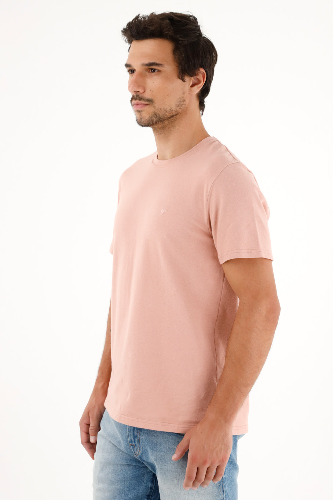 Camiseta rosada con raqueta bordada a tono para hombre