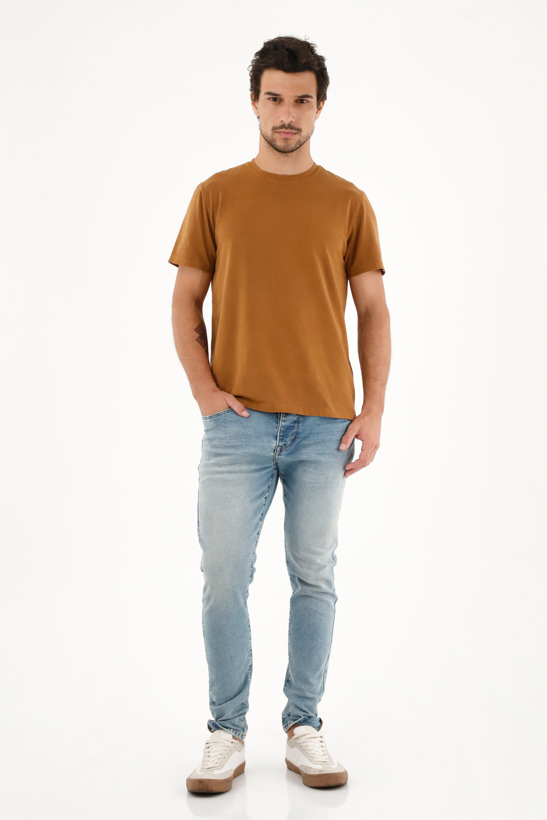 Men's Brown Stretch Fabric T-Shirt