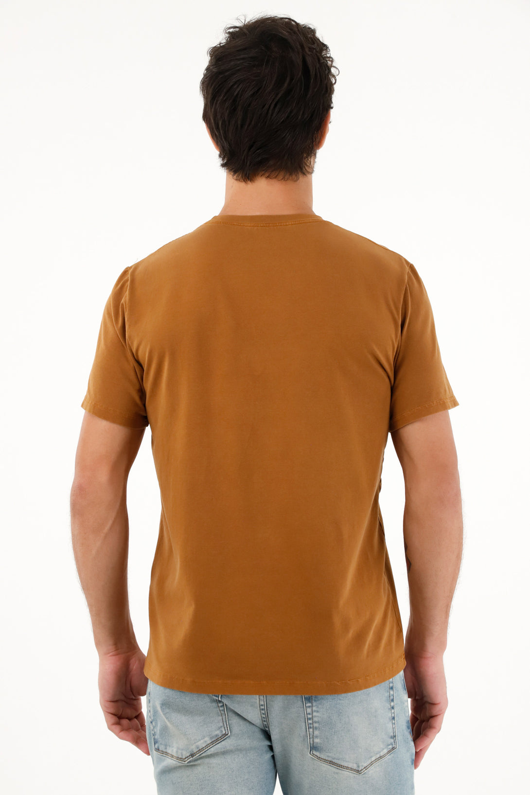 Men's Brown Stretch Fabric T-Shirt