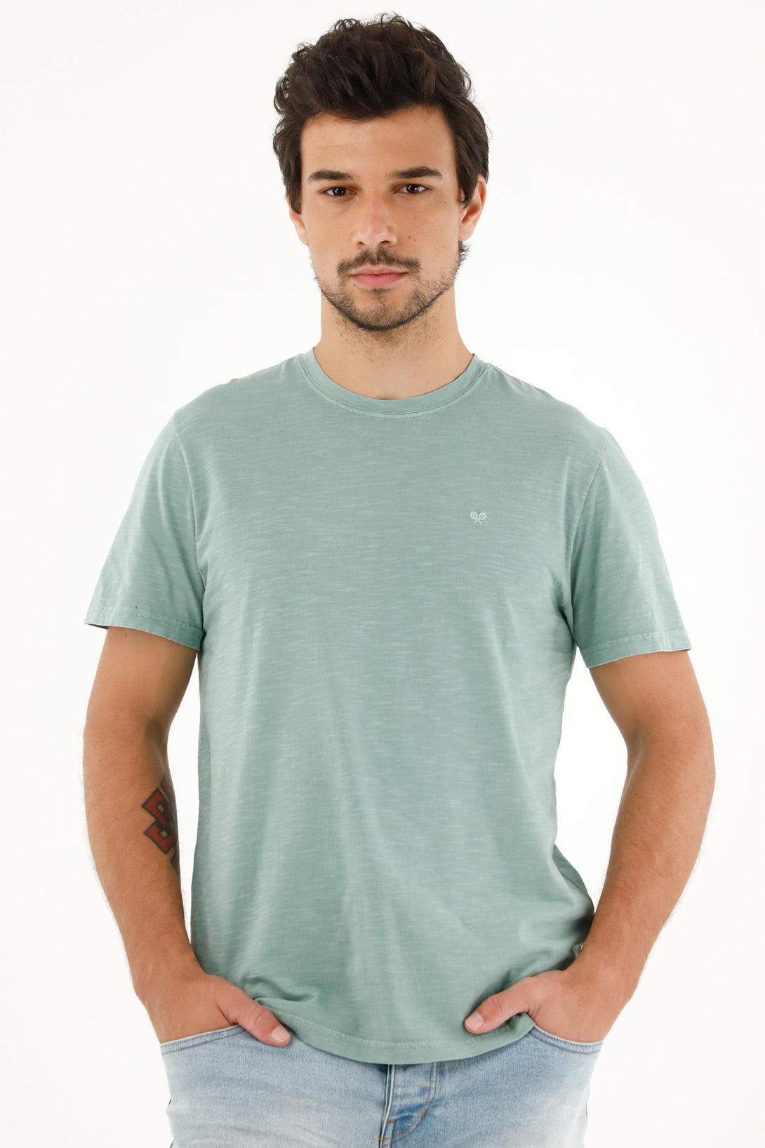 Camiseta verde en 100% algodón para hombre