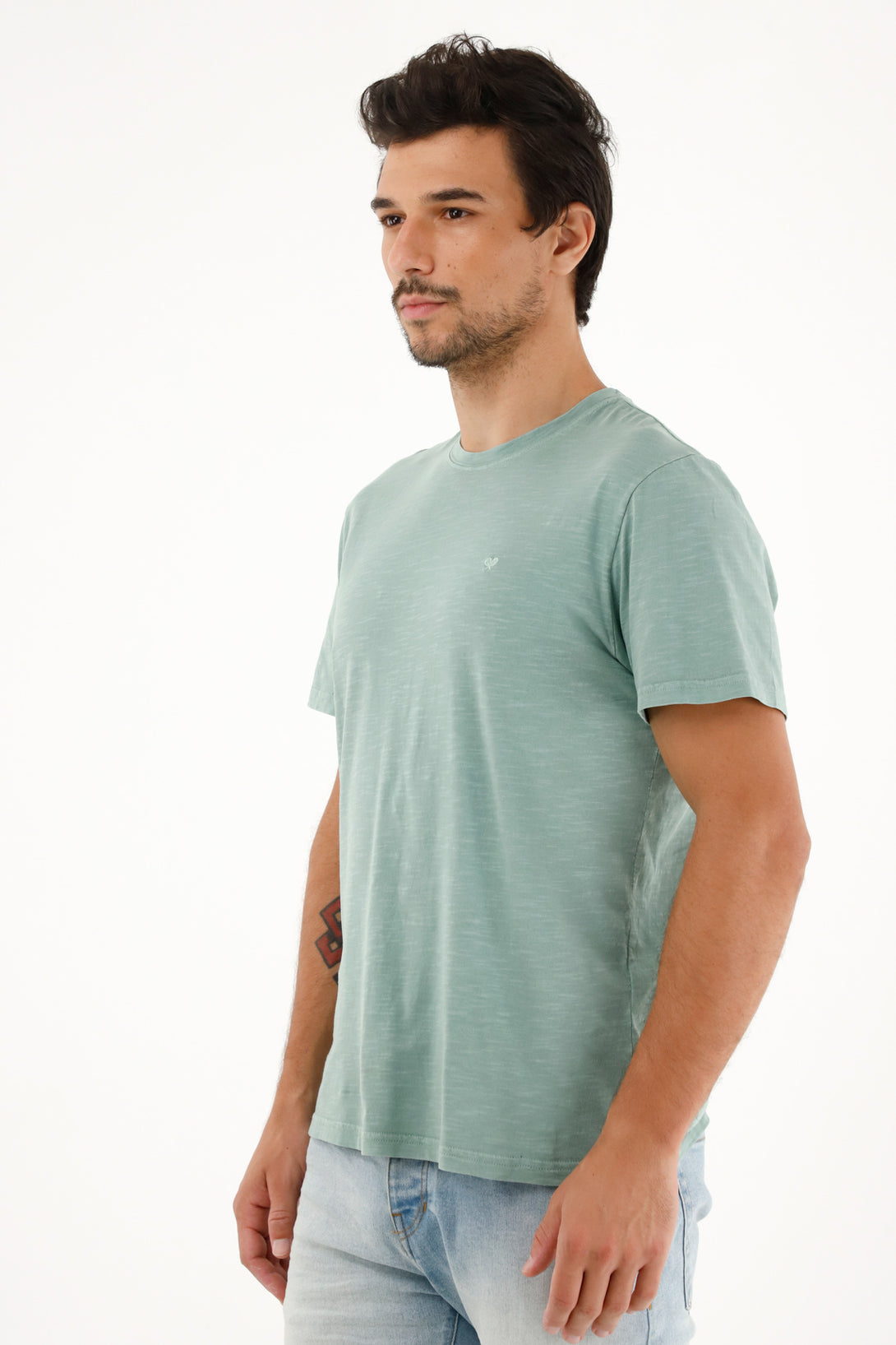 Camiseta verde en 100% algodón para hombre