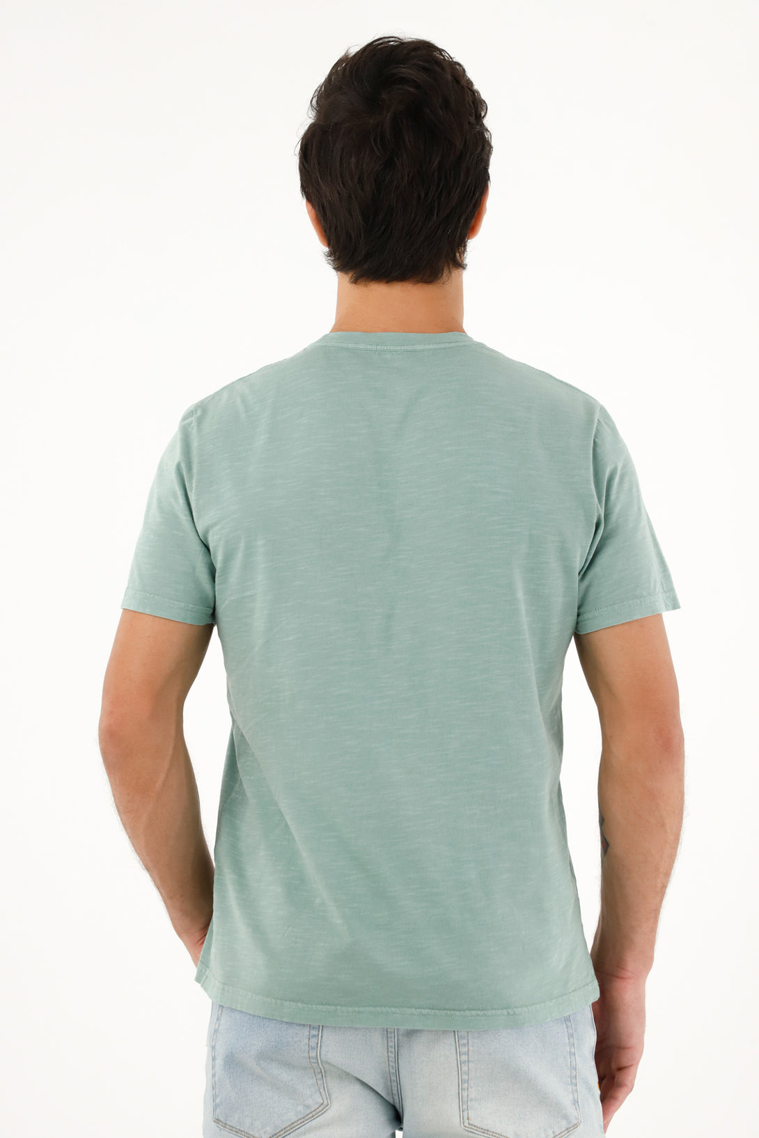 Camiseta verde en 100% algodón para hombre