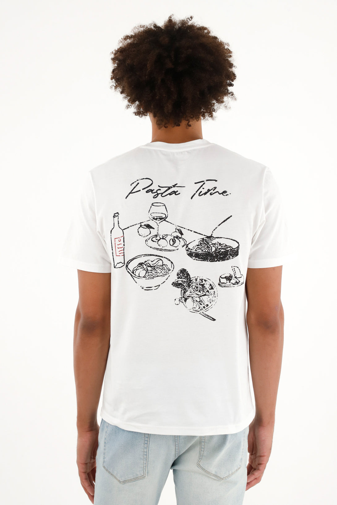 White t-shirt with back print for men