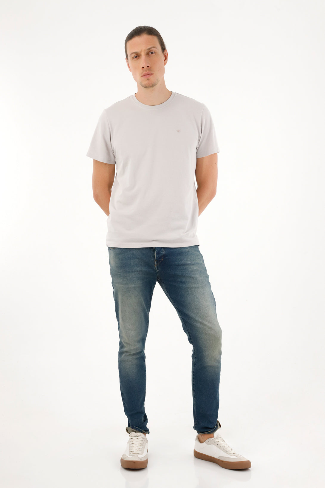 Camiseta gris clásica manga corta para hombre