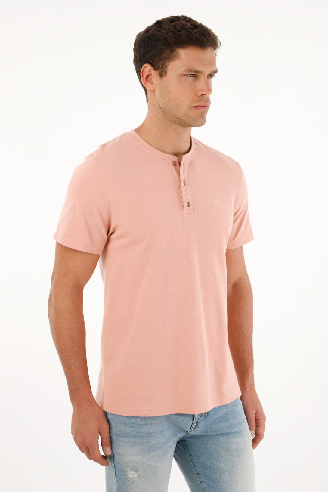 Camiseta rosada manga corta para hombre