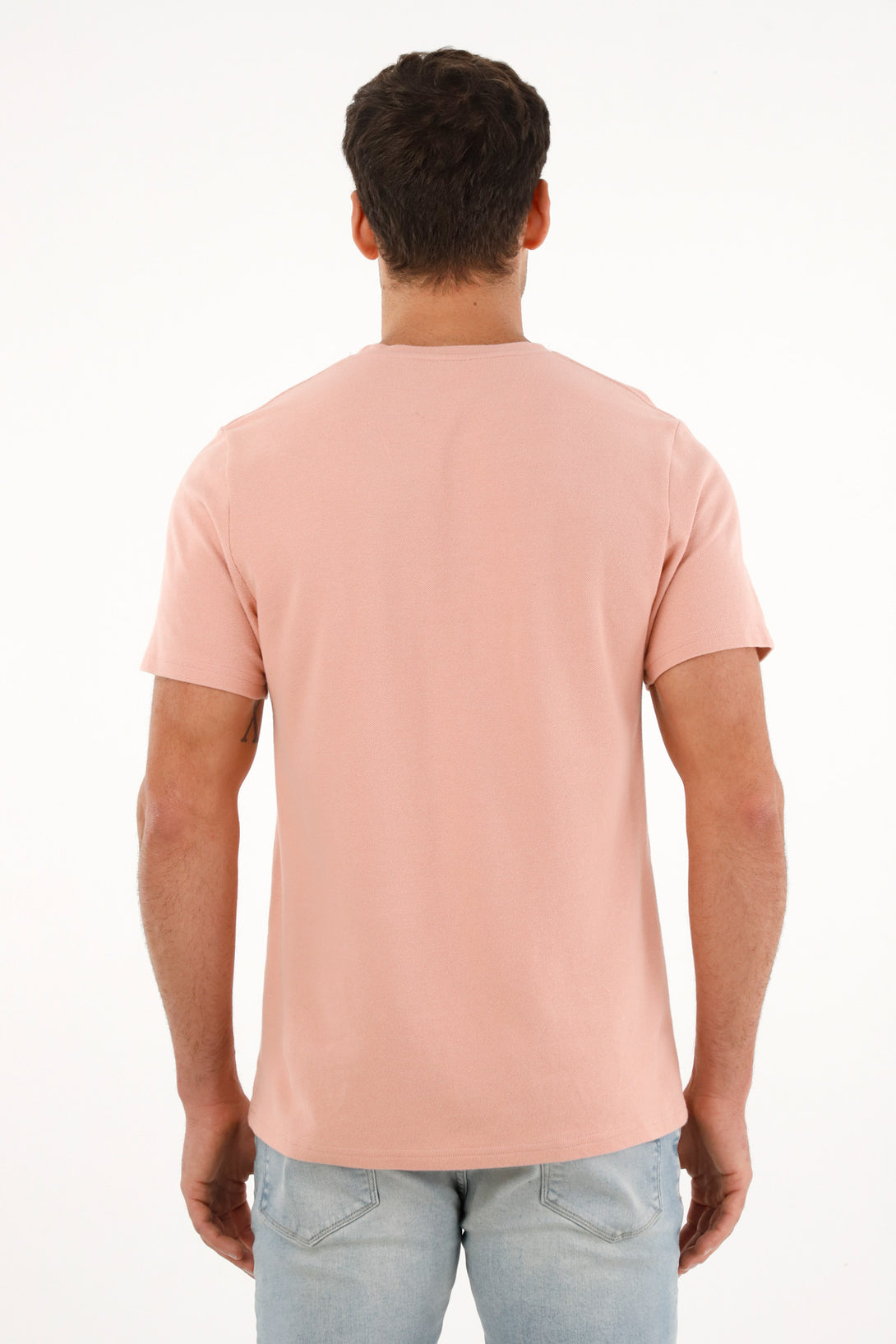 Camiseta rosada manga corta para hombre