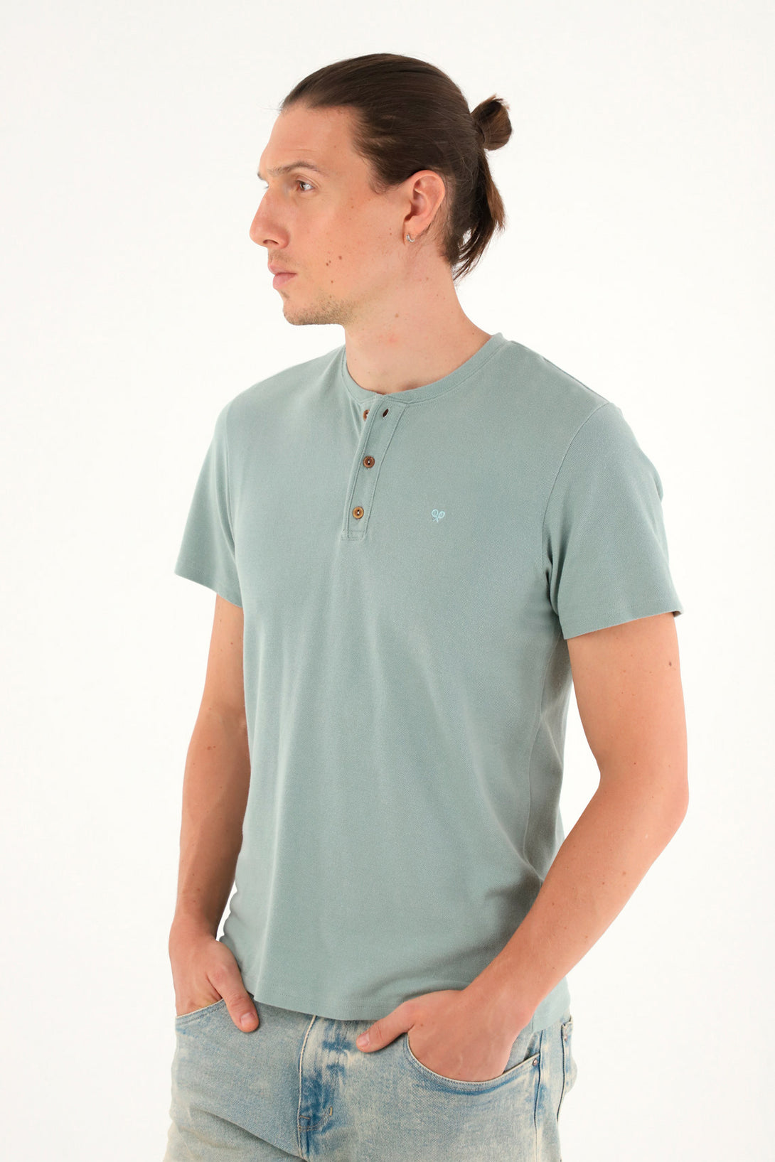 Camiseta verde manga corta para hombre