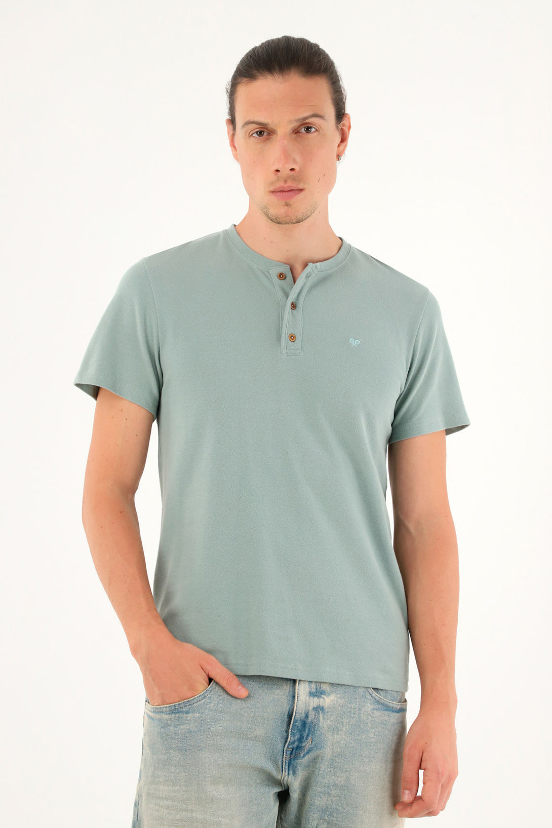 Camiseta verde manga corta para hombre