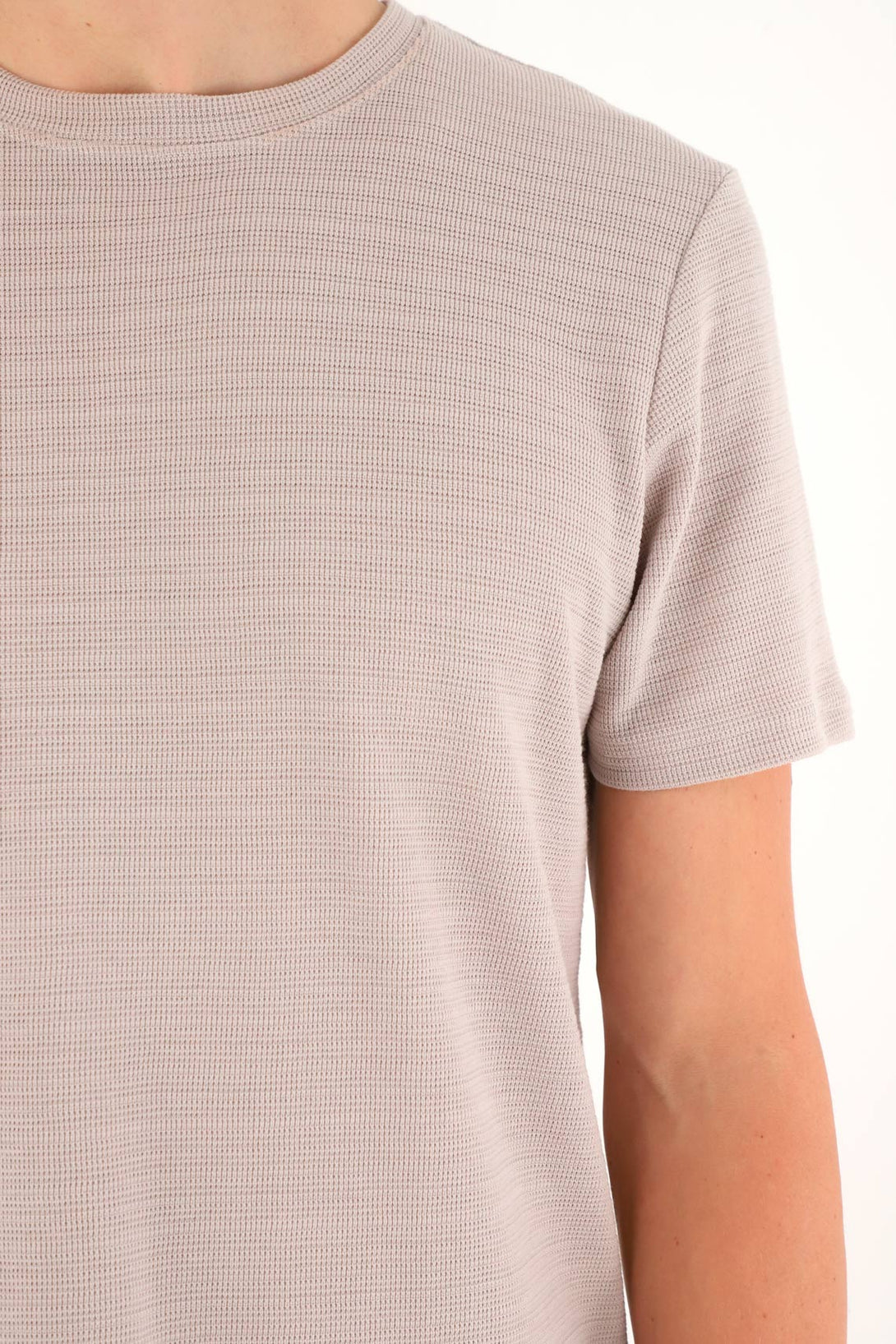 Men's Short Sleeve Textured Fabric Brown T-Shirt
