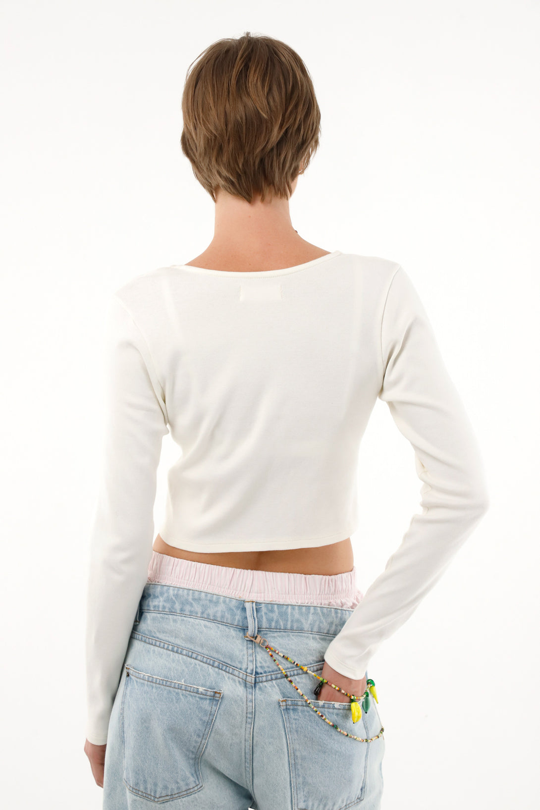 Women's open cream t-shirt with tie straps
