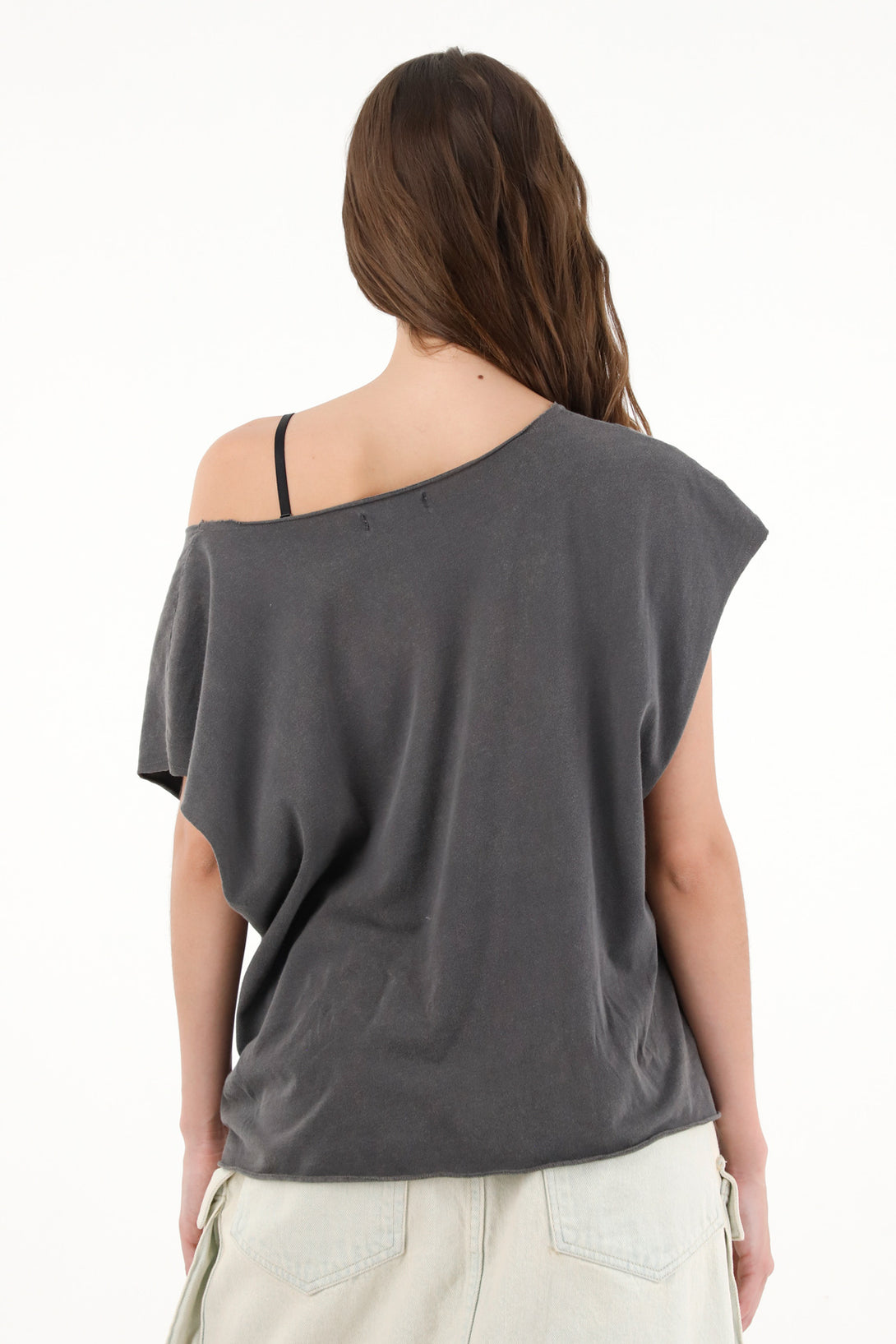 Women's oversized gray motorcycle print t-shirt