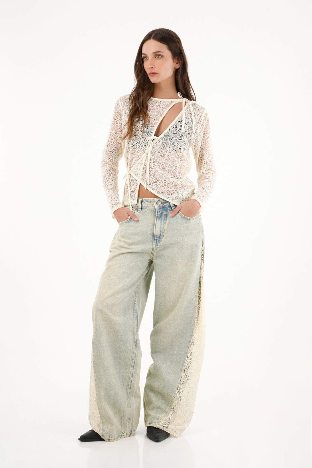 Women's sheer fabric crop top