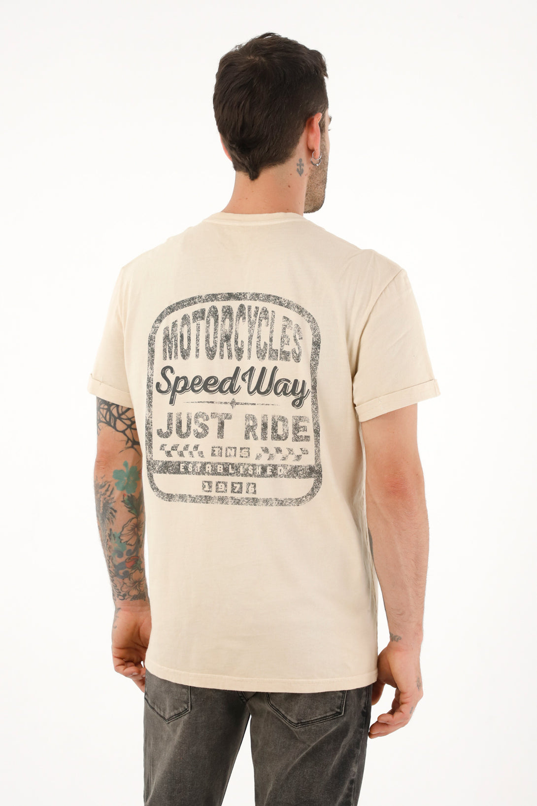 Camiseta crudo con estampado para hombre