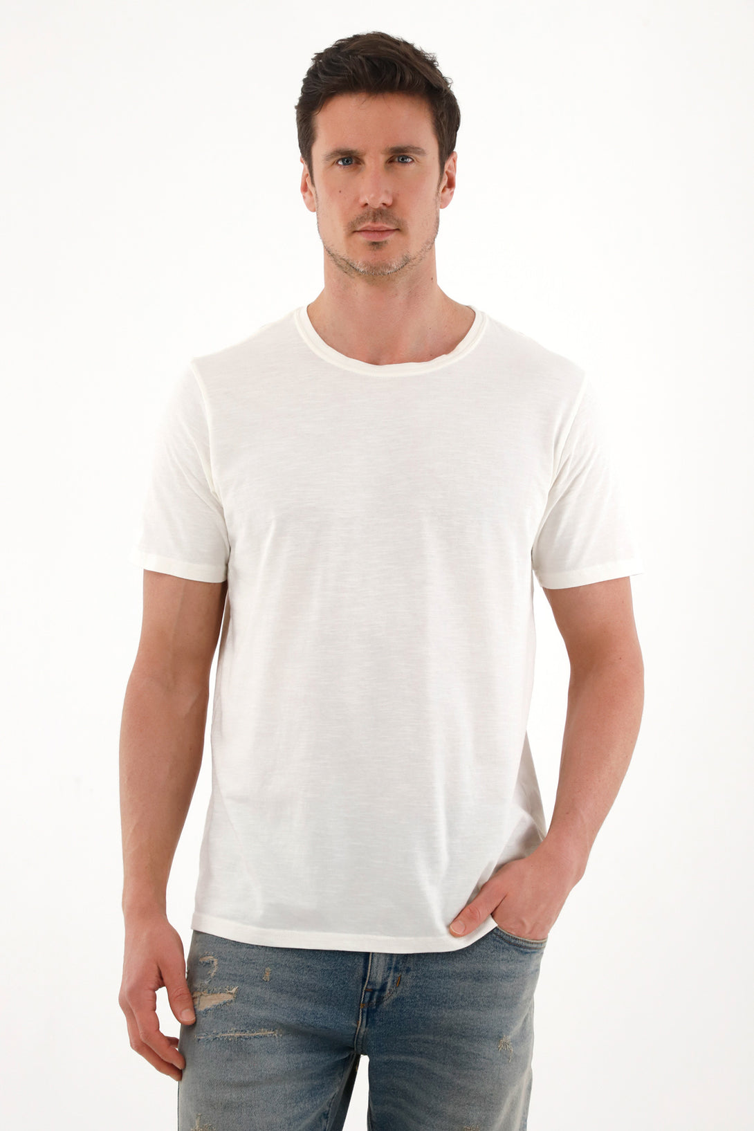 Camiseta en tela jersey crudo para hombre