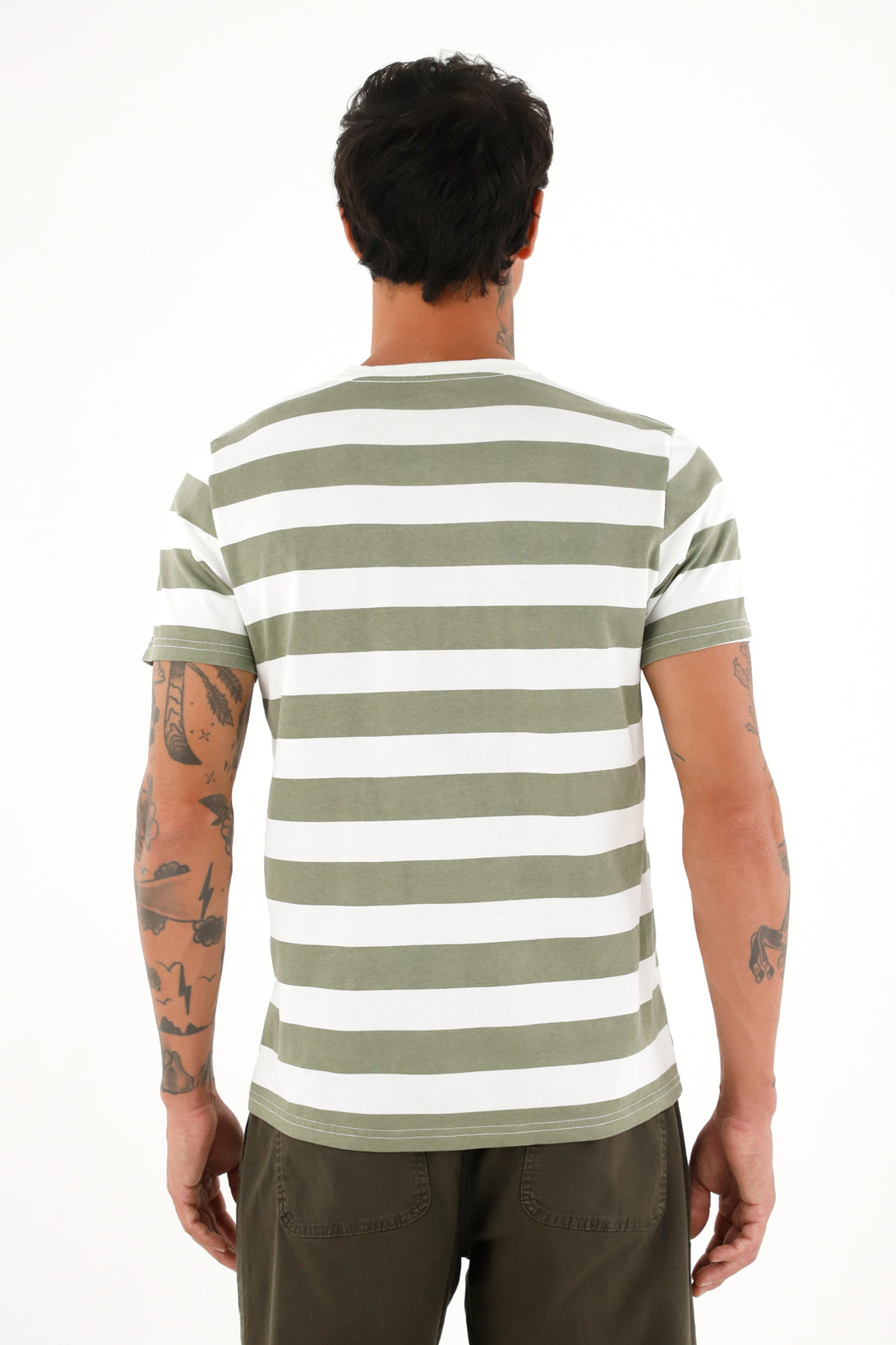 Camiseta con estampado de rayas verdes para hombre