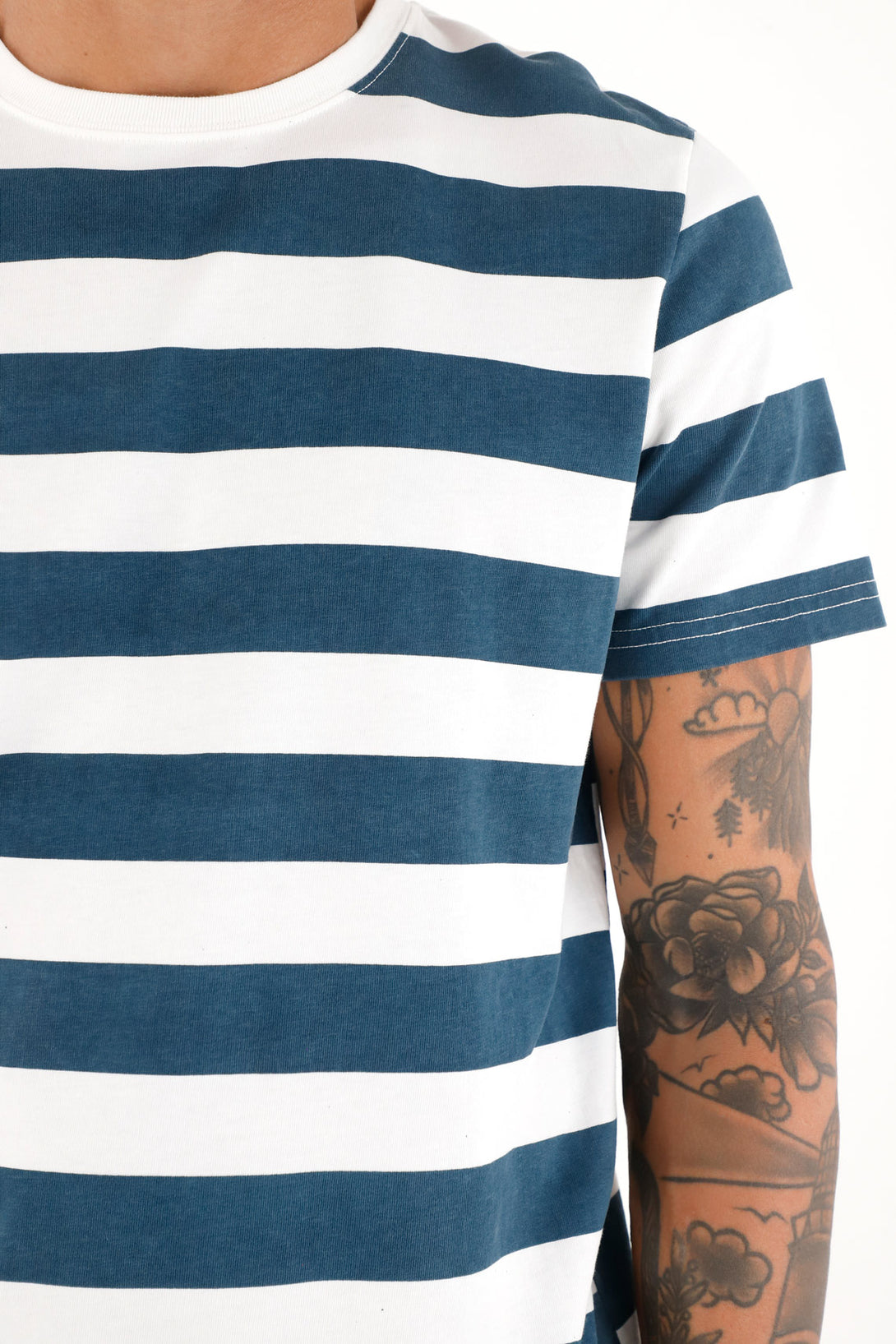 Blue Stripe Printed Men's T-Shirt