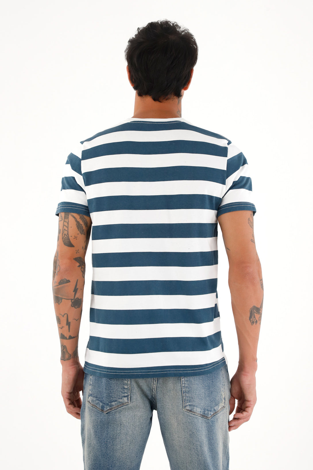 Blue Stripe Printed Men's T-Shirt