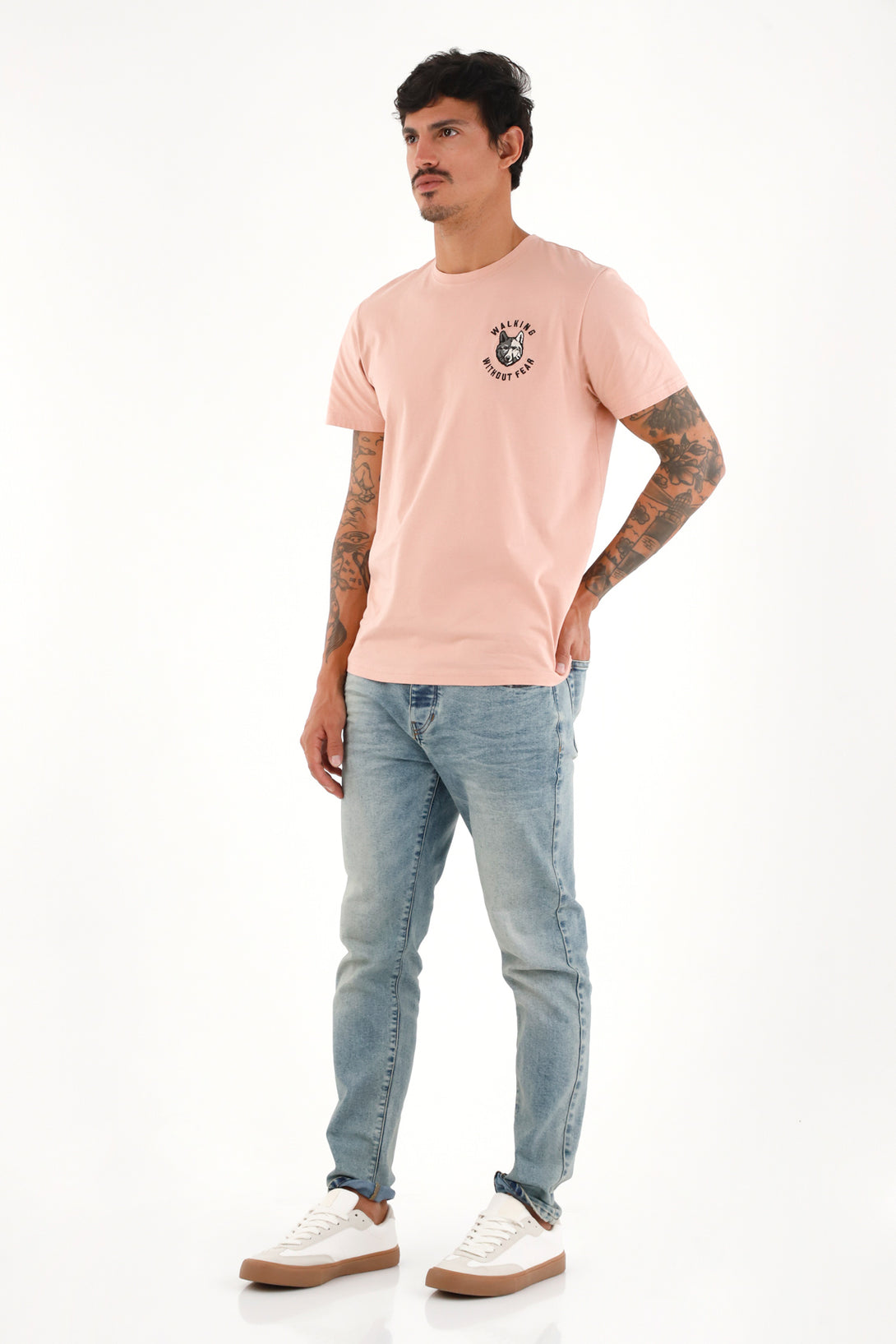 Camiseta manga corta rosada para hombre