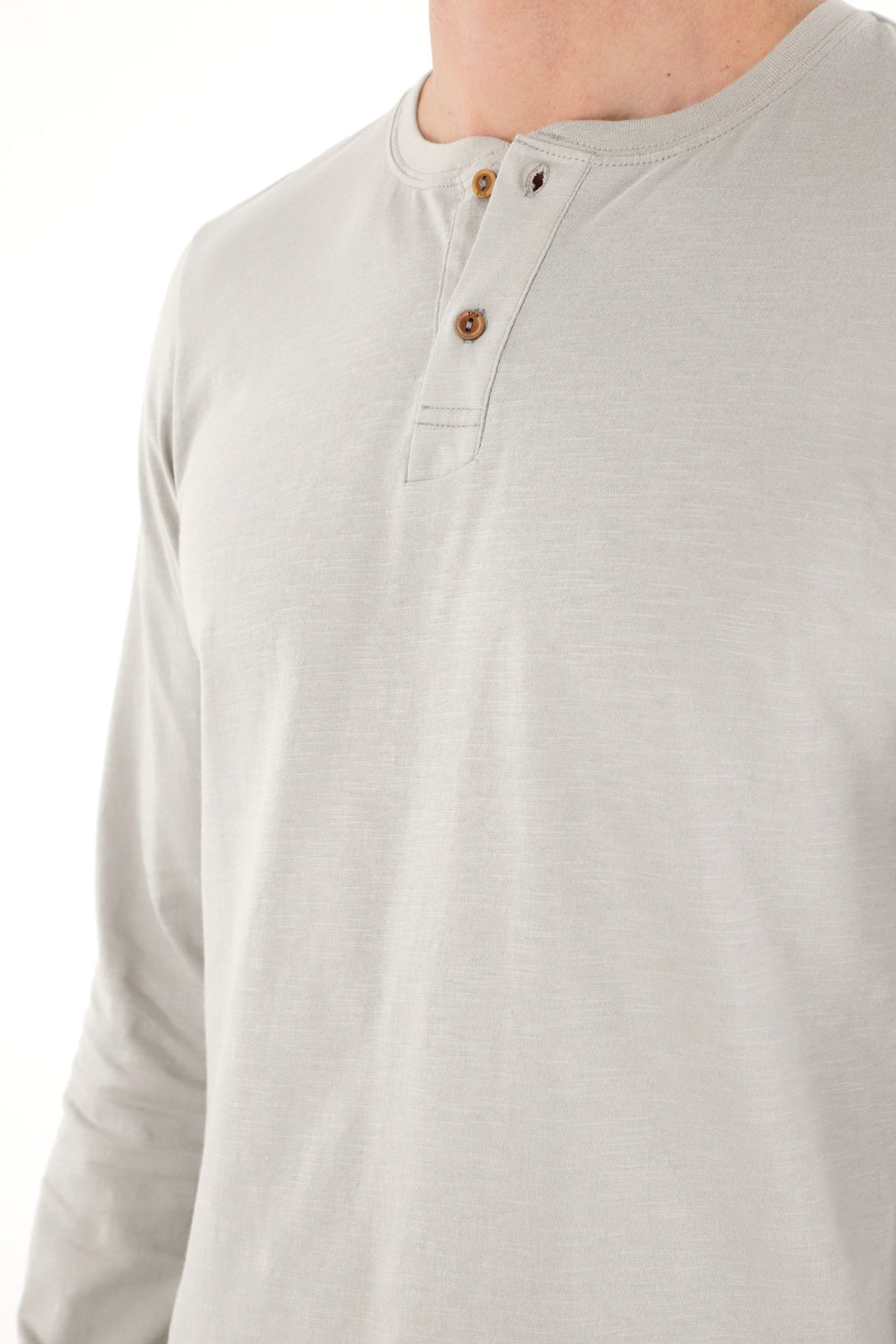 Camiseta manga larga con perilla gris para hombre