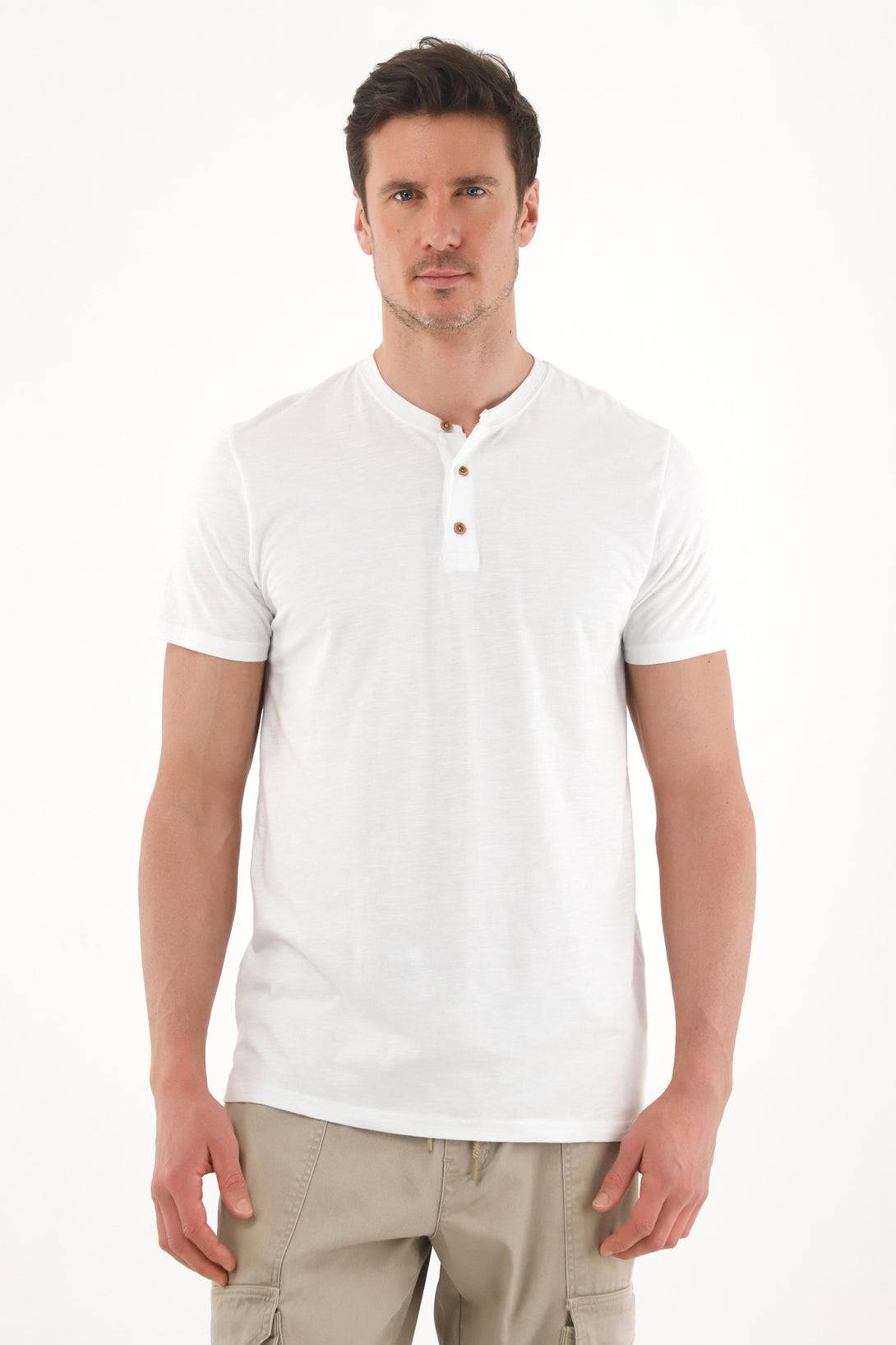 White Men's Neru Collar T-Shirt