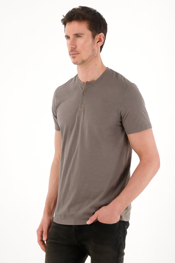 Men's Grey Neru Collar T-Shirt