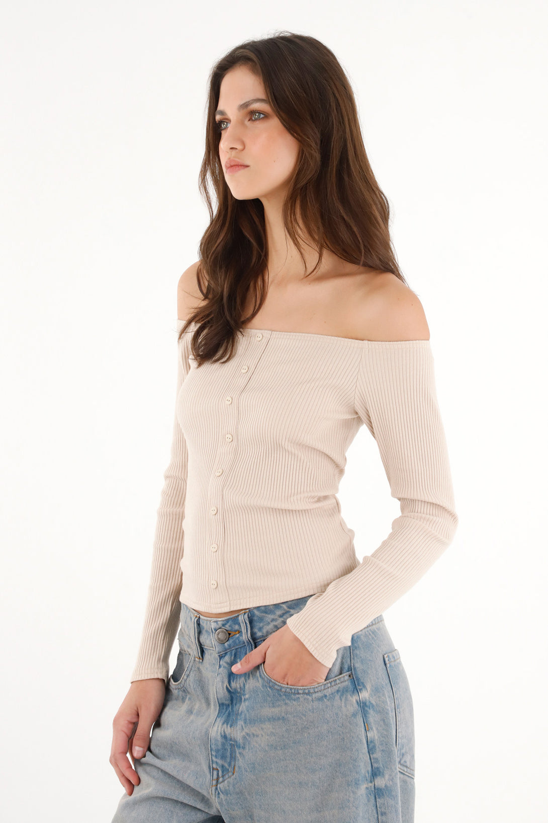 Women's Raw Hem Tray Neck T-Shirt