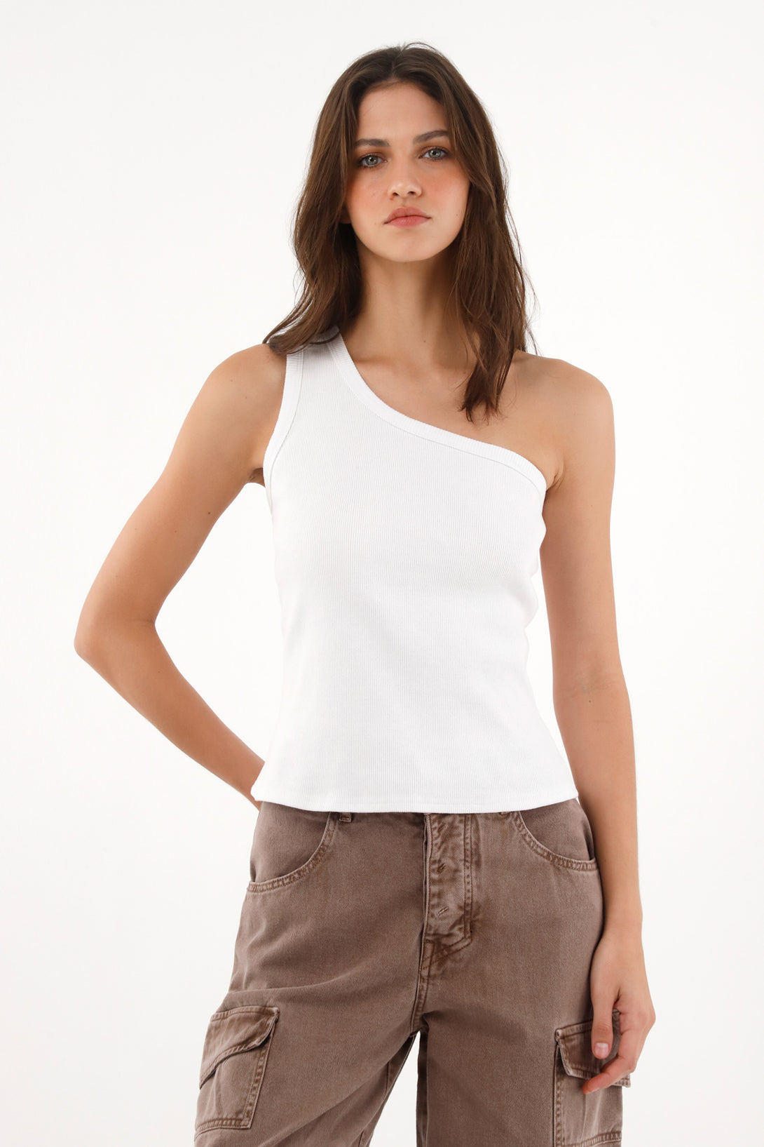 Women's White One-Shoulder Top