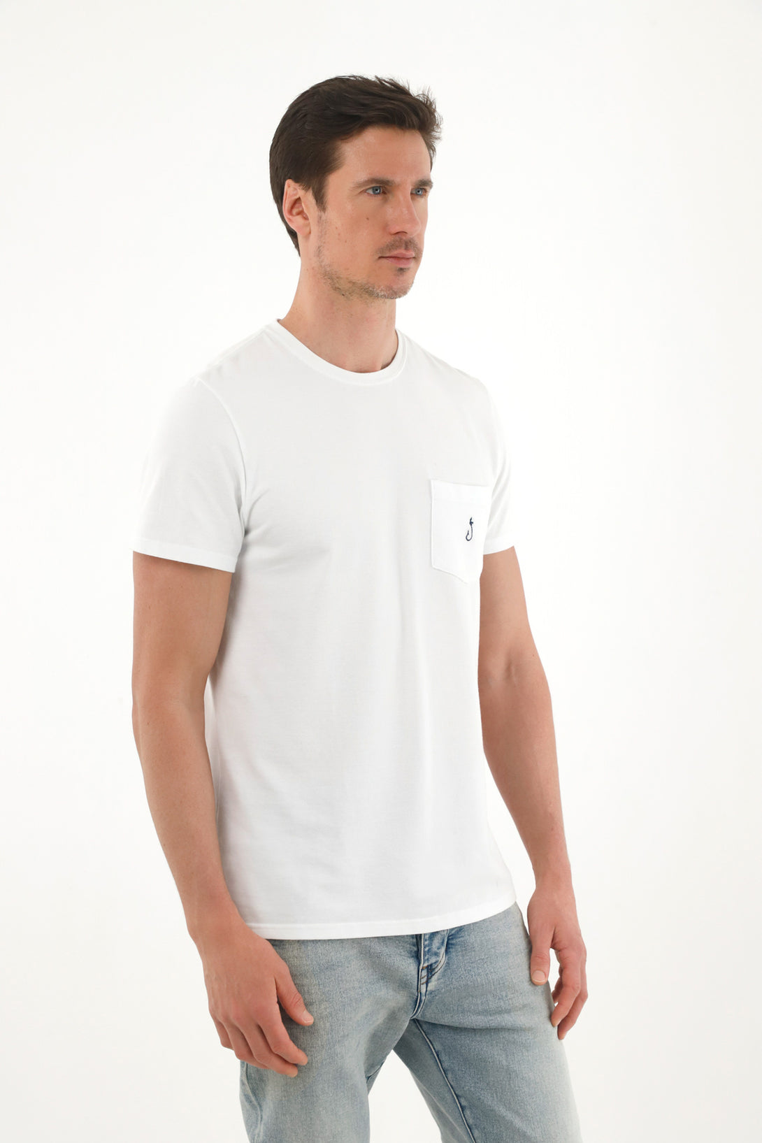 White Front Pocket T-Shirt for Men