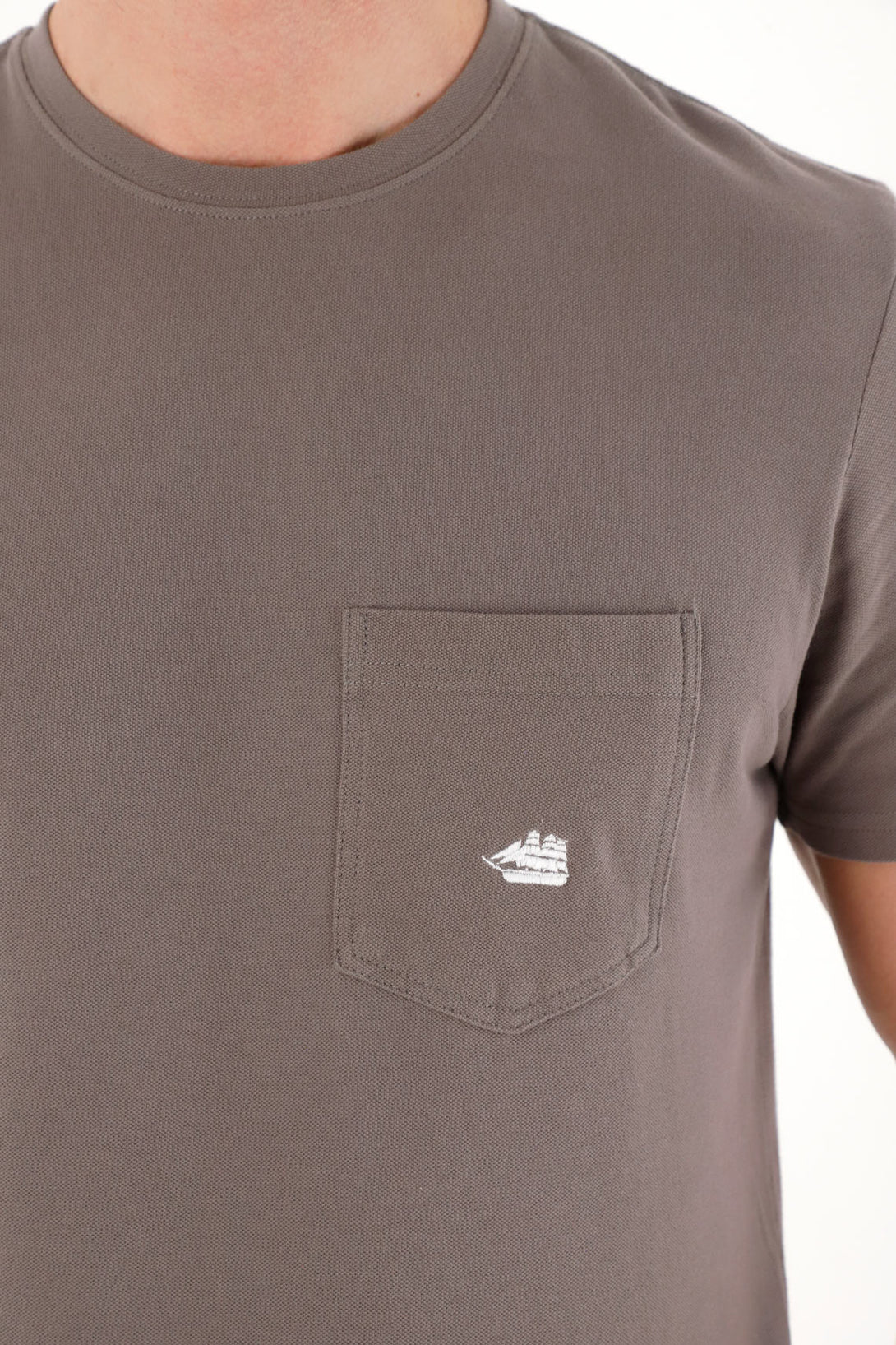 Gray Pique Fabric T-Shirt for Men