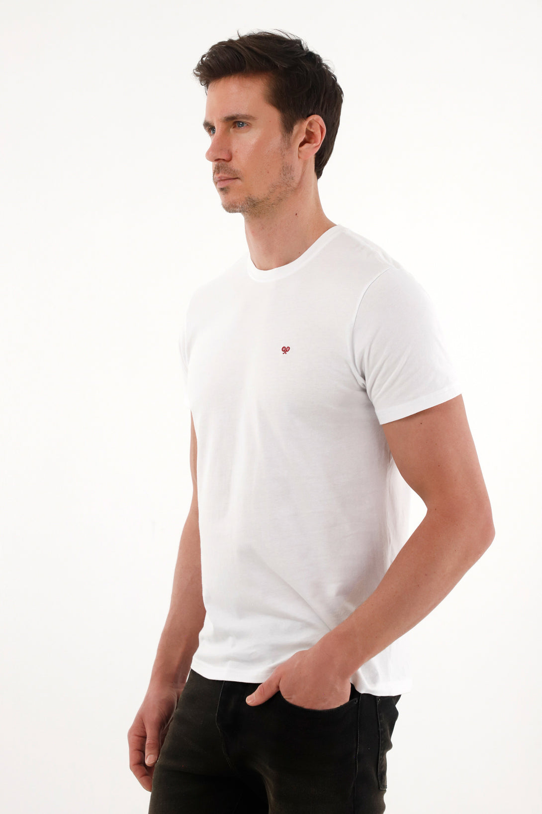 Camiseta con estampado en espalda blanca para hombre