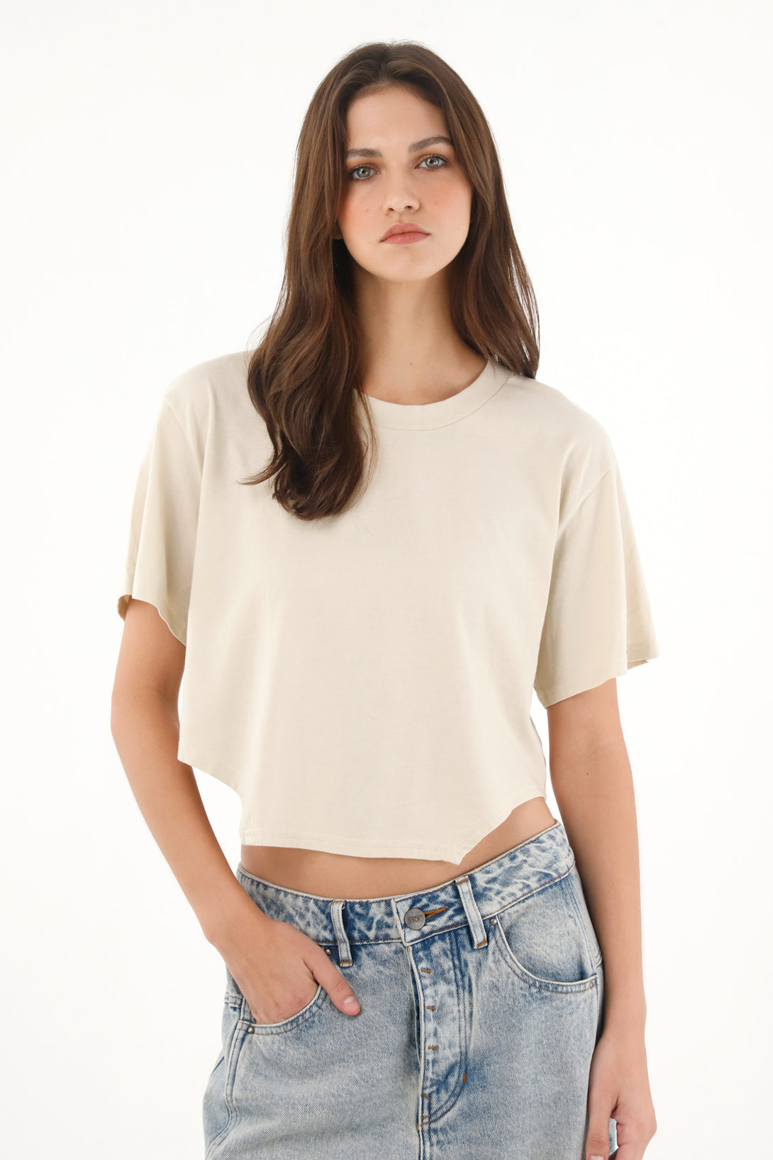 Women's Gray Wide-Fit T-Shirt with Side Slits