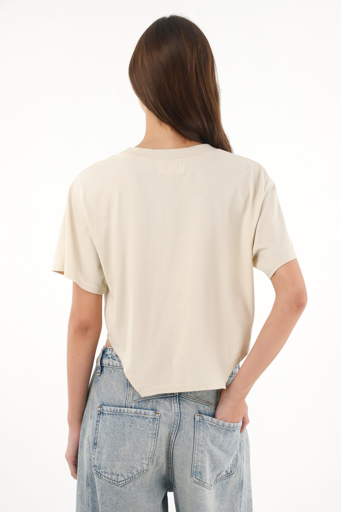 Women's Gray Wide-Fit T-Shirt with Side Slits