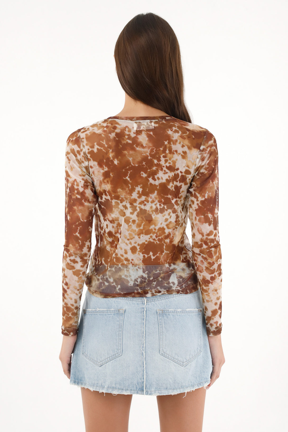 Camiseta en malla estampado gris para mujer