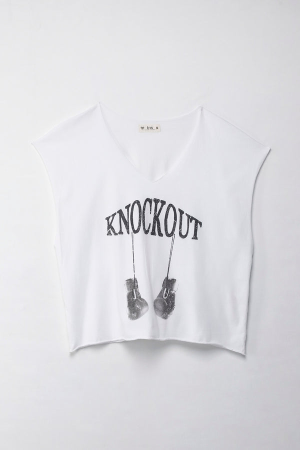 Camiseta Boxy fit con estampado blanca para mujer