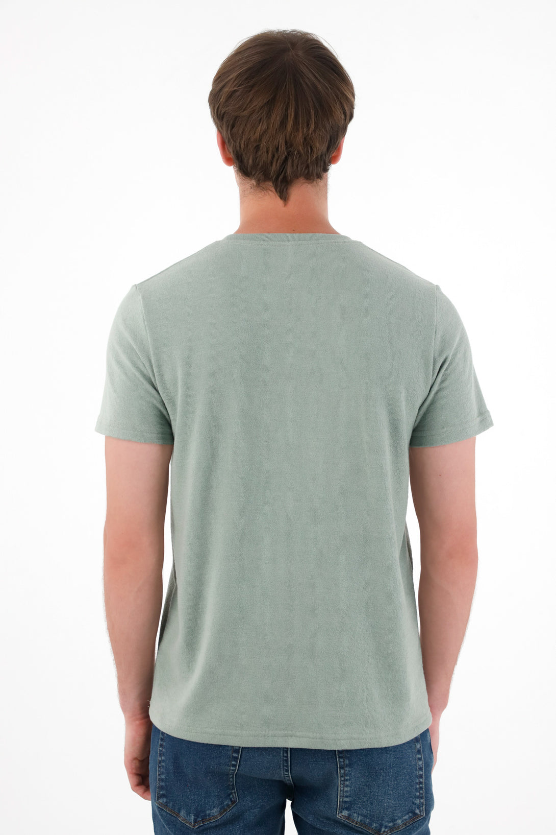 Camiseta en tela tejida verde para hombre