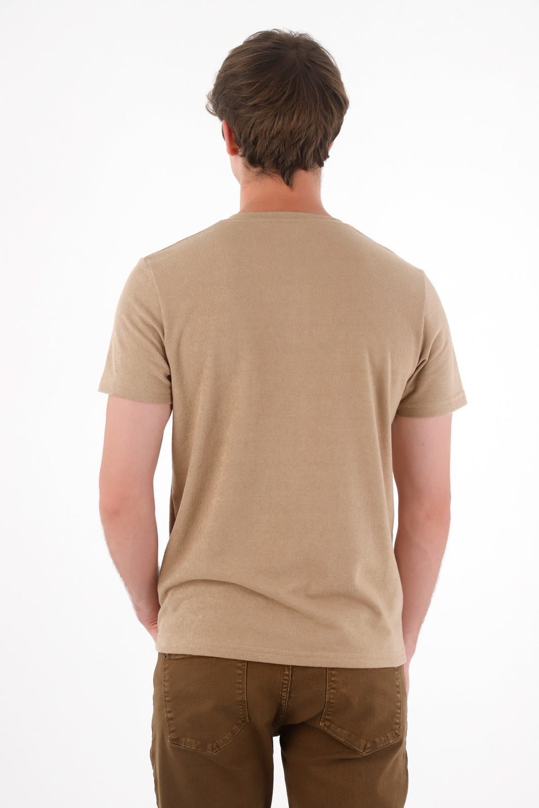 Camiseta en tela tejida café para hombre